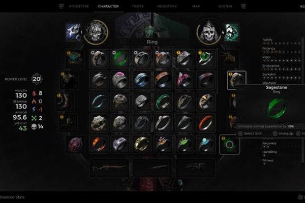 A huge number of gameplay adjustments in form of rings, amulets and more are present in Remnant 2